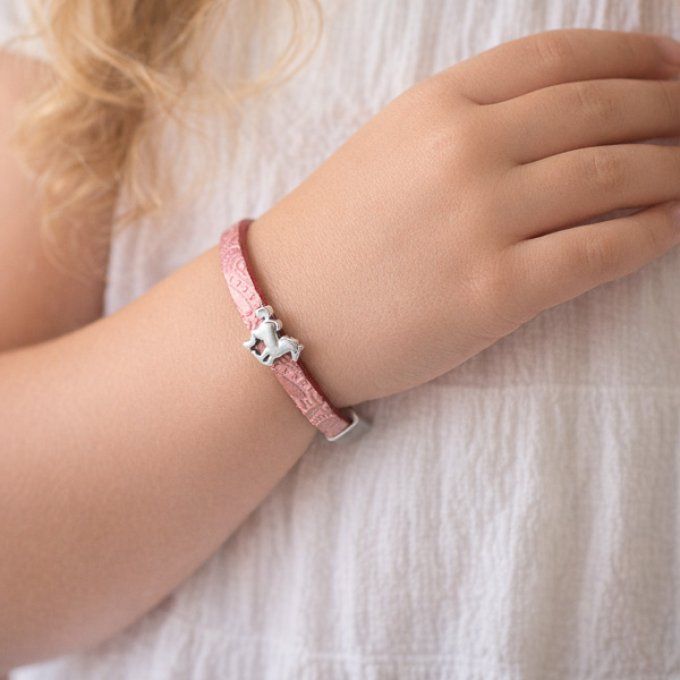 Bracelet CréaCuir Kids rose brillant