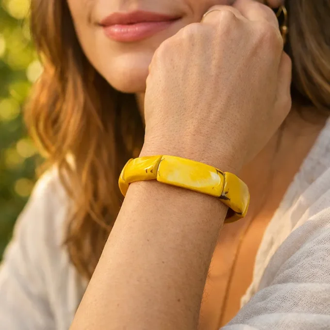 Bracelet Bohème en Tagua jaune