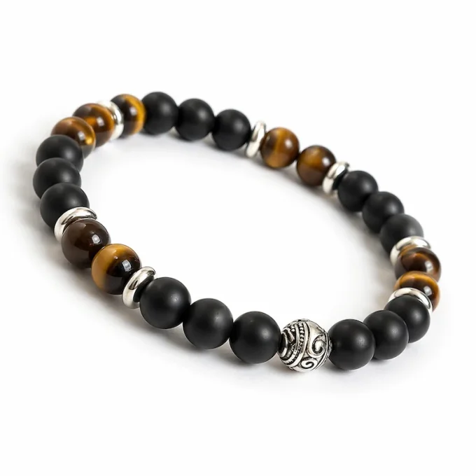 Bracelet Oeil de tigre & Agate mate