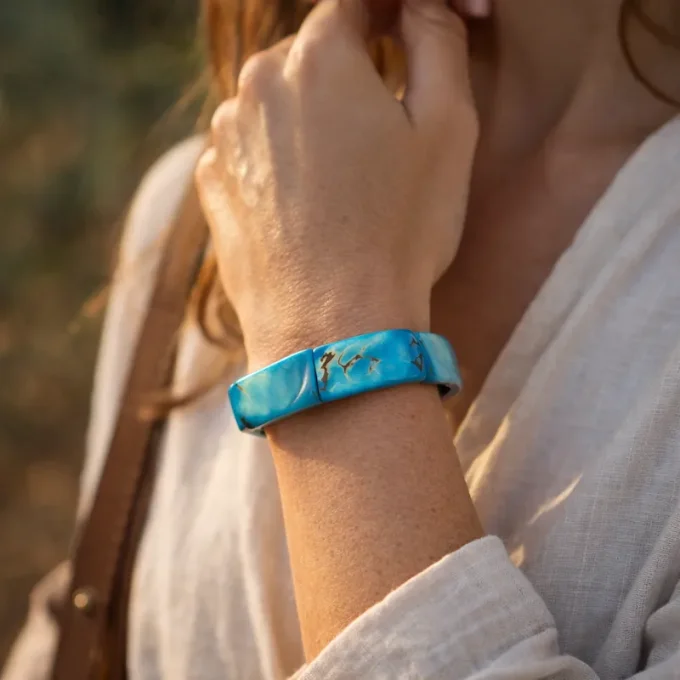 Bracelet Bohème en Tagua turquoise