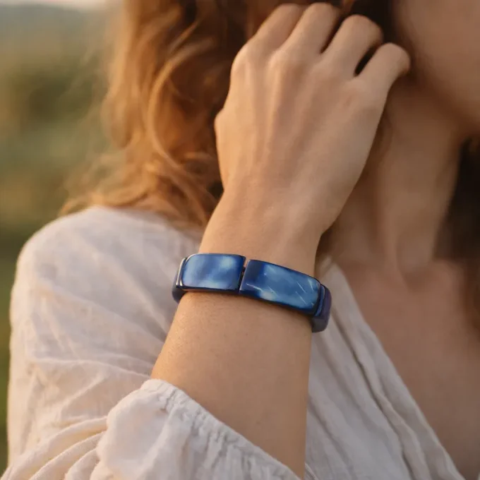 Bracelet Bohème en Tagua bleu marine