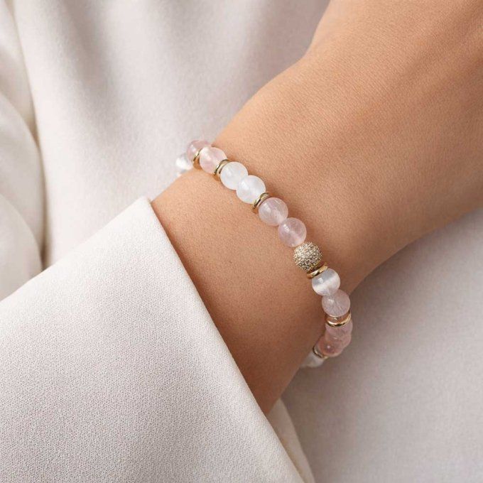Bracelet Quartz rose & Sélénite