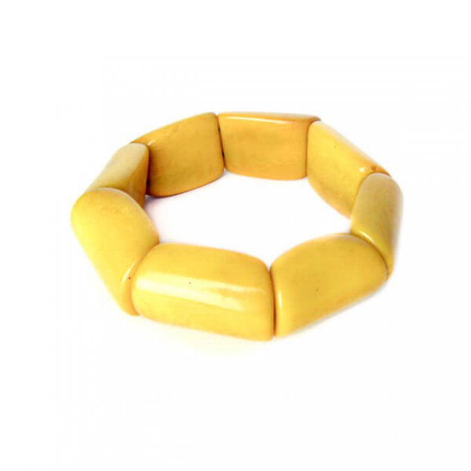 Bracelet élastique en ivoire végétal jaune