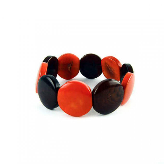 Bracelet chic fin en ivoire végétal orange et marron