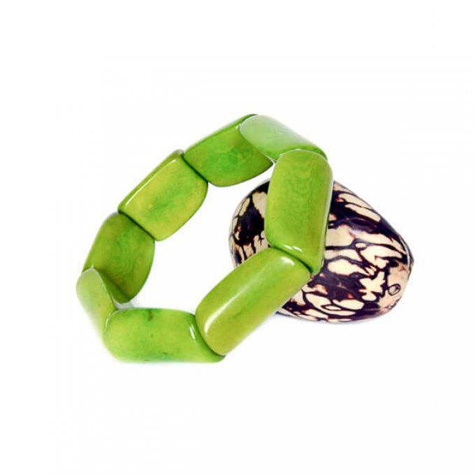 Bijou femme en tagua vert