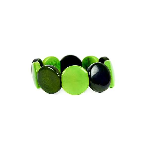Bracelet manchette rond en ivoire végétal vert clair et foncé