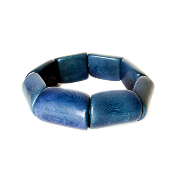 Bracelet élastique en ivoire végétal bleu foncé