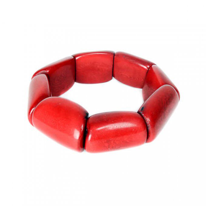 Bracelet bio éthique en tagua rouge