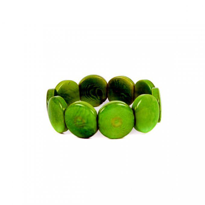 bracelet pastilles ivoire végétal vert
