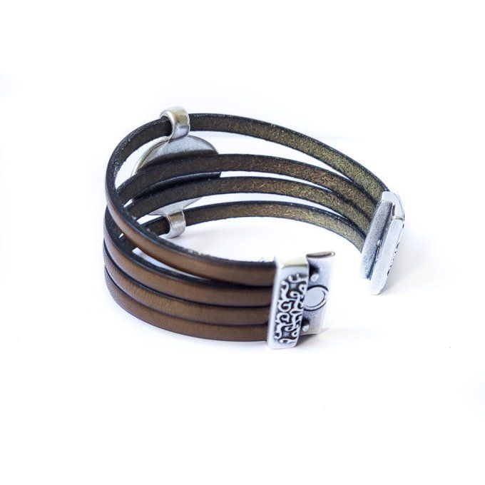 Bracelet cuir design Kaki