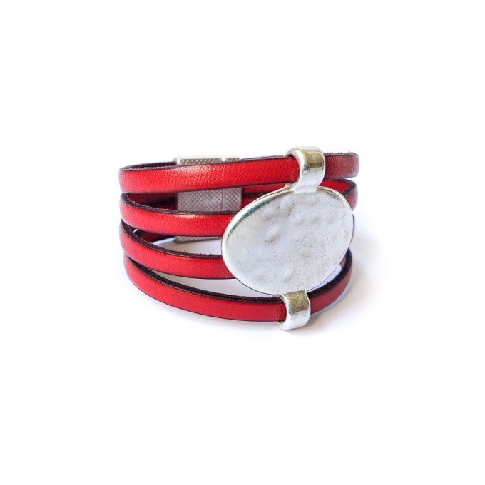 Bracelet cuir design rouge