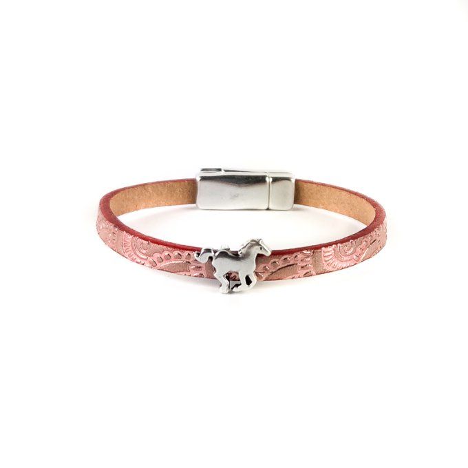 Bracelet CréaCuir Kids rose brillant