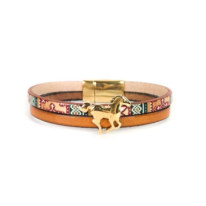 Bracelet Cuir & Charms Créatifs camel design