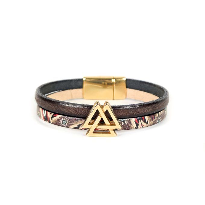 Bracelet Cuir & Charms Créatifs marron tribal