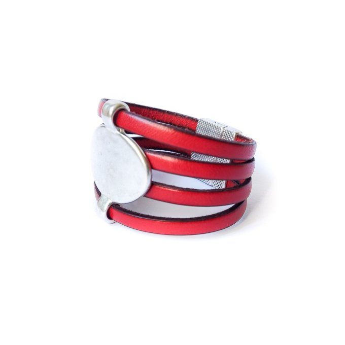 Bracelet cuir design rouge