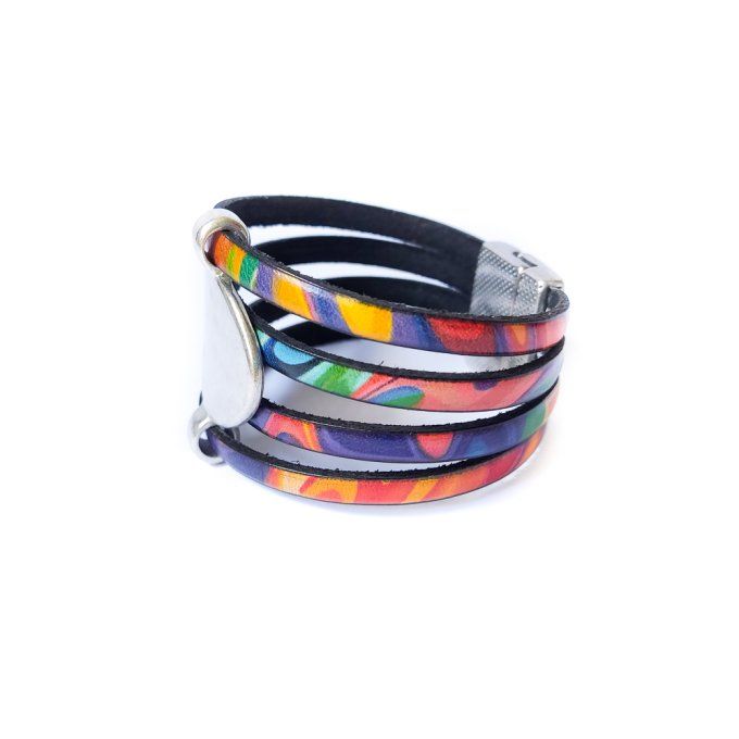 Bracelet cuir design multicolore