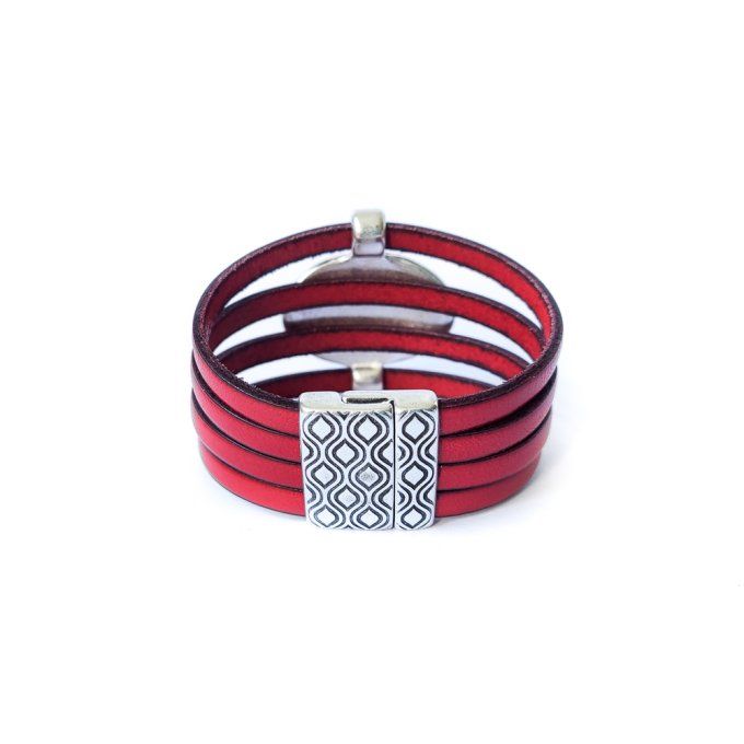 Bracelet cuir design rouge