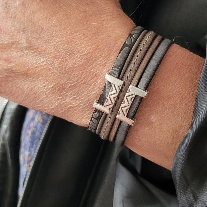Bracelet Esprit Tribal gris taupe
