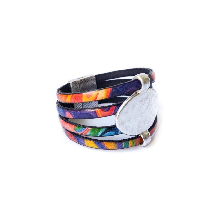 Bracelet cuir design multicolore