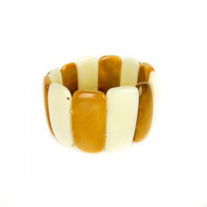 Bracelet manchette en ivoire végétal blanc