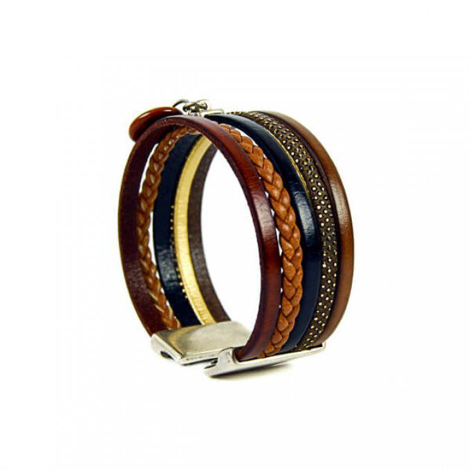 bracelet cuir original et naturel avec paillette