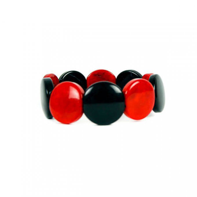 bracelet en ivoire végétal rouge et noir