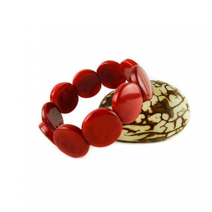 Bracelet chic en tagua rouge