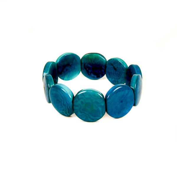 Bracelet manchette rond en ivoire végétal turquoise