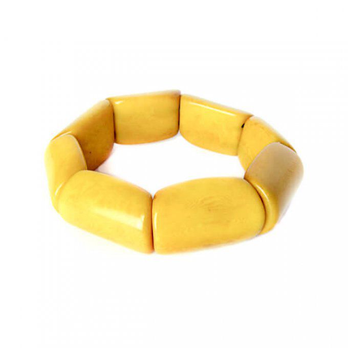 Bracelet fantaisie en tagua jaune