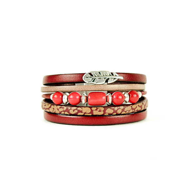 Bracelet Red Love en cuir et ivoire végétal