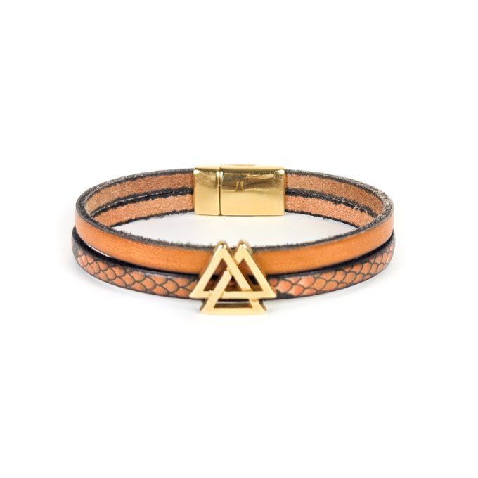 Bracelet Cuir & Charms Créatifs camel et lézard