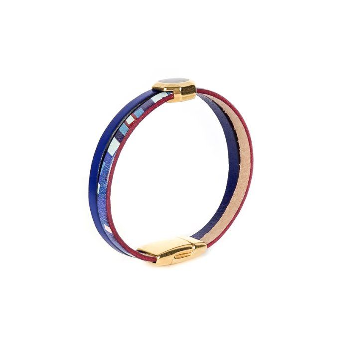 Bracelet Cuir & Charms Créatifs bleu éléctrique