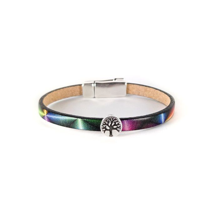 Bracelet CréaCuir Kids noir et fluo