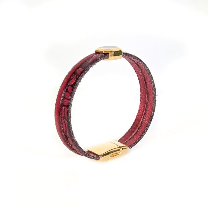 Bracelet Cuir & Charms Créatifs rouge flamme