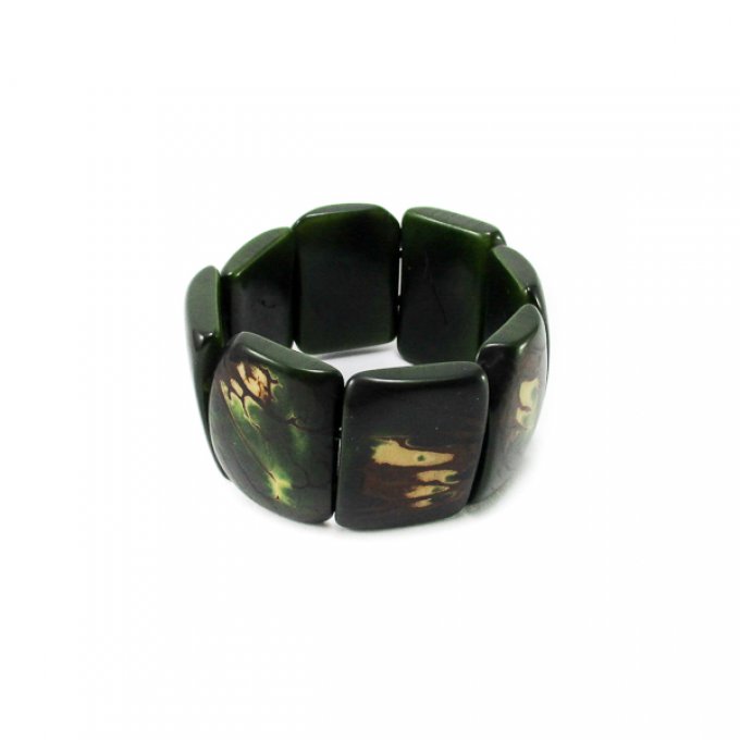 bracelet artisanal fantaisie en ivoire végétal vert