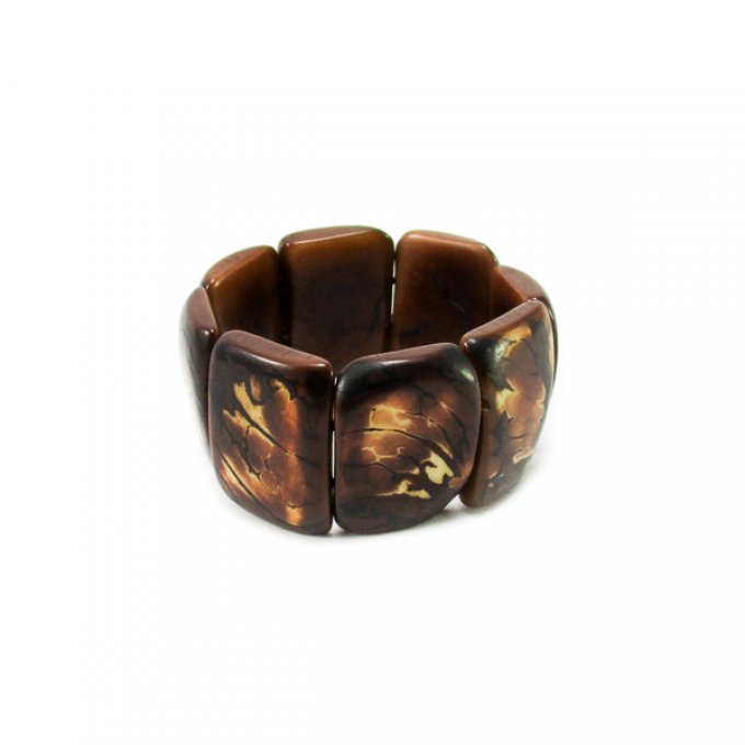 Bracelet manchette en ivoire végétal marron foncé