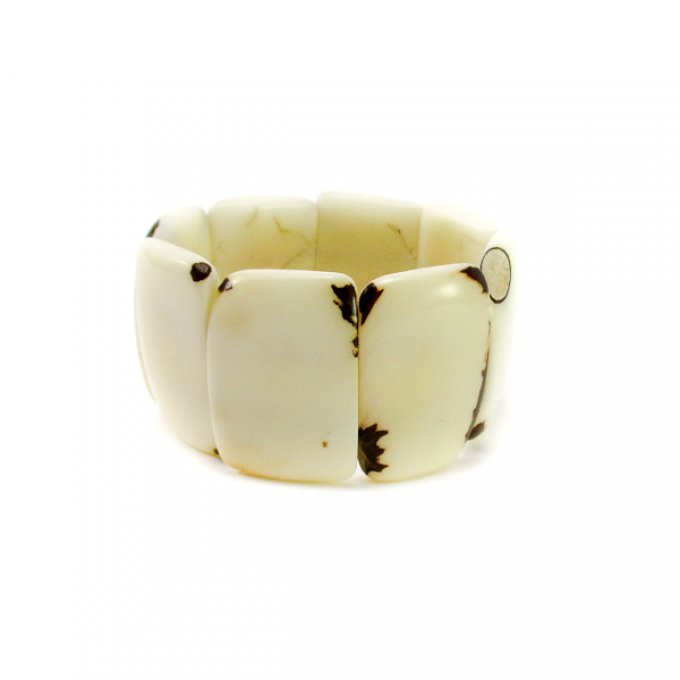 Bracelet manchette en ivoire végétal naturel ivoire