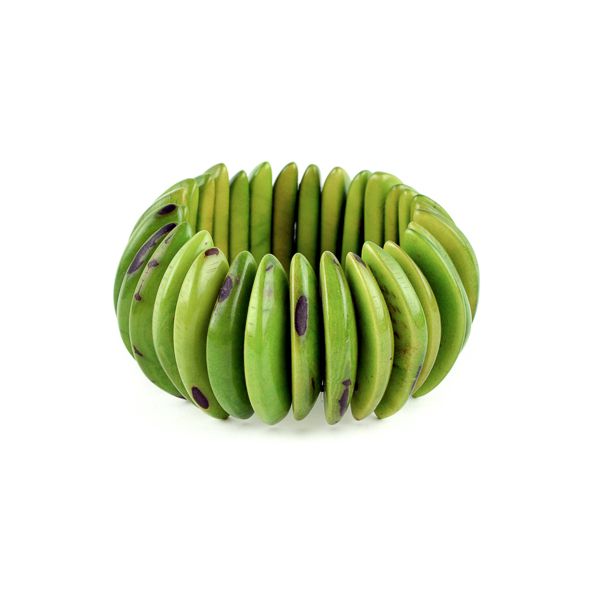 Bracelet manchette bombé en ivoire végétal vert