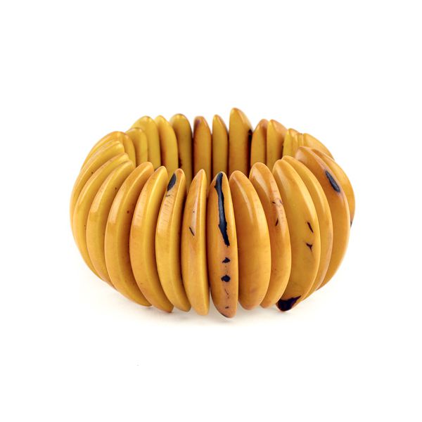 Bracelet manchette bombé en ivoire végétal jaune