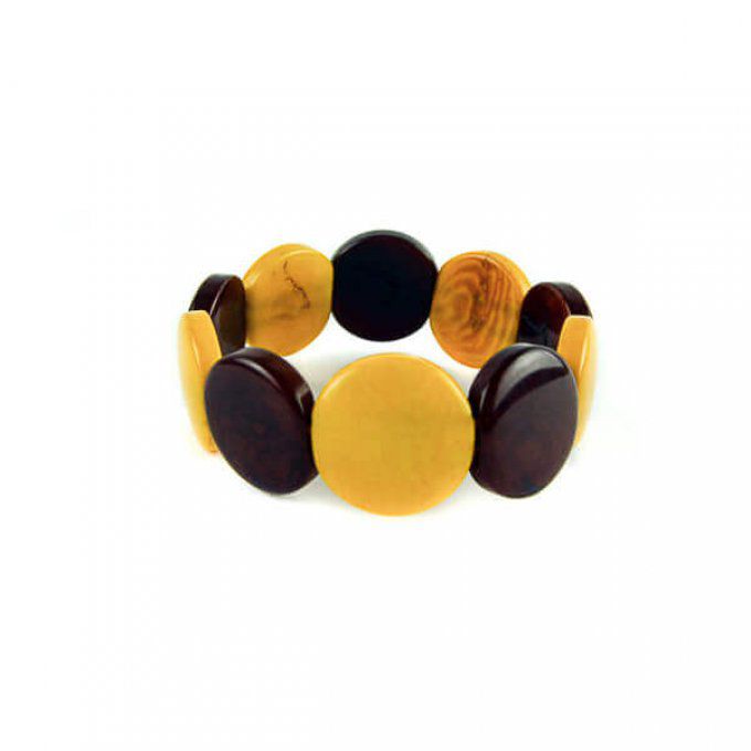 Bracelet chic pastille de tagua jaune et marron