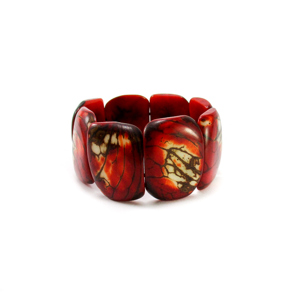 Bracelet manchette ivoire végétal rouge
