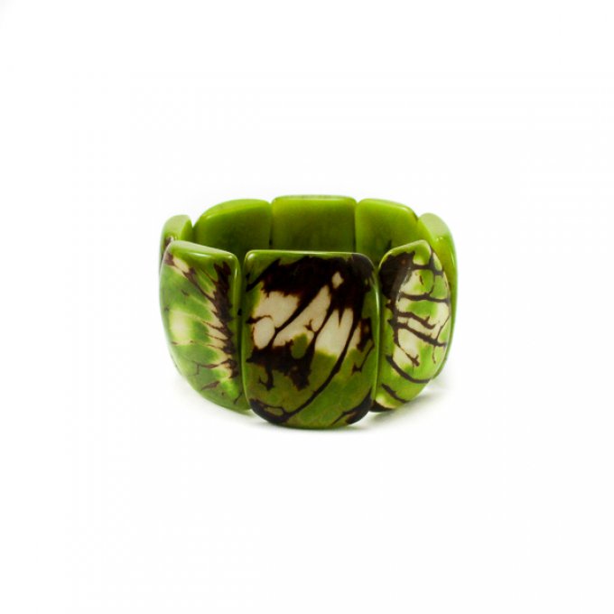 Bracelet artisanal fantaisie ivoire végétal vert