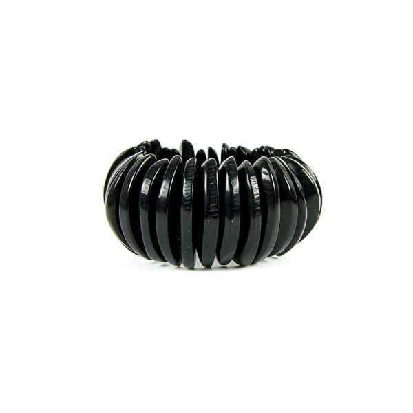 Bracelet manchette bombé en ivoire végétal noir