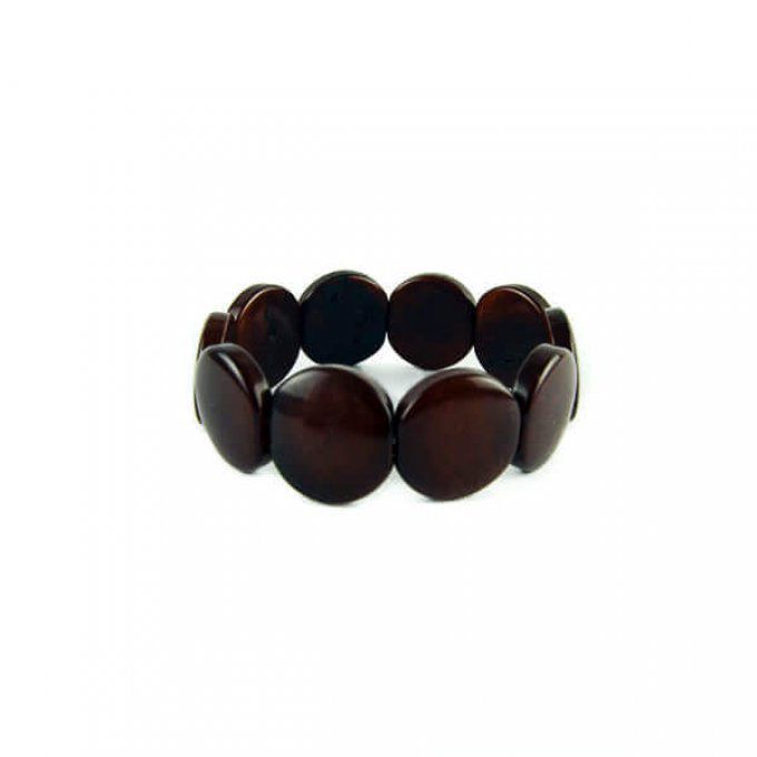 Bracelet fantaisie pastille de tagua marron