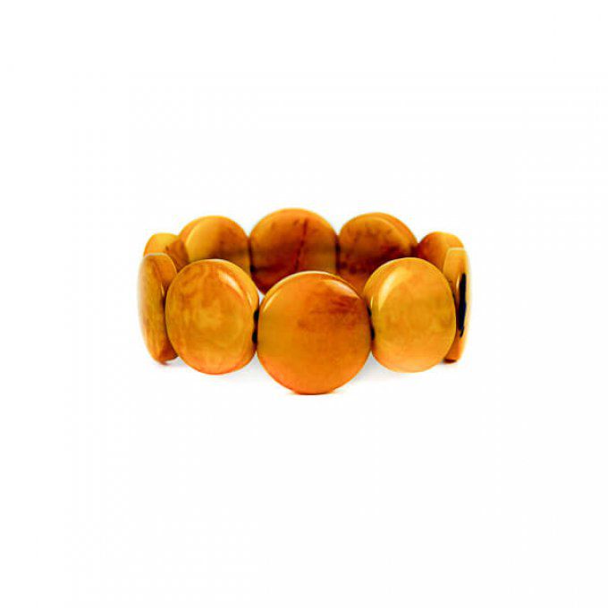 bracelet pastille en ivoire végétal jaune moutarde