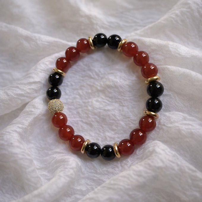 Bracelet Cornaline et Onyx noir
