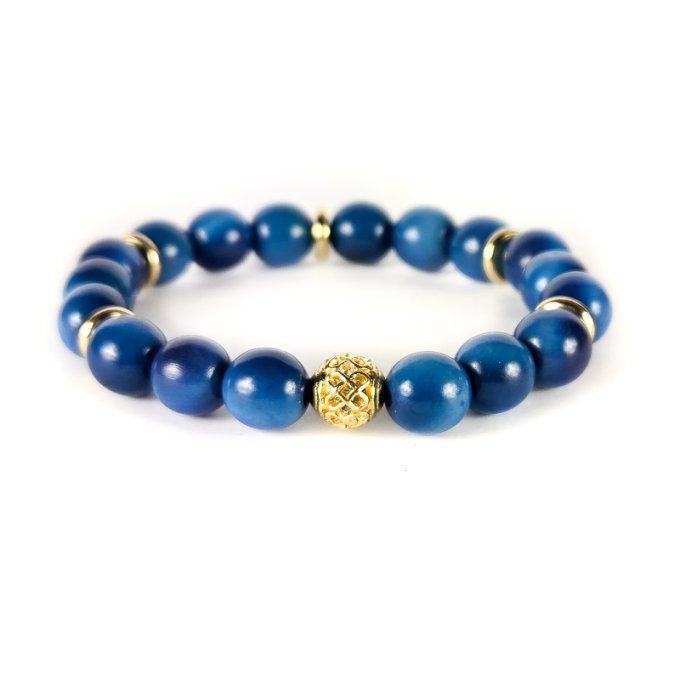 Bracelet Élégance en perles de Tagua Bleu