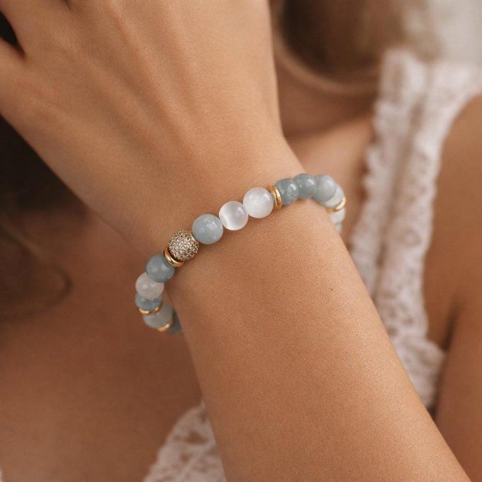 Bracelet Aigue Marine & Sélénite