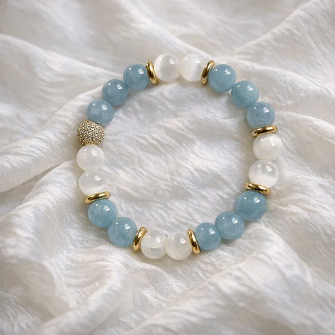 Bracelet Aigue Marine & Sélénite