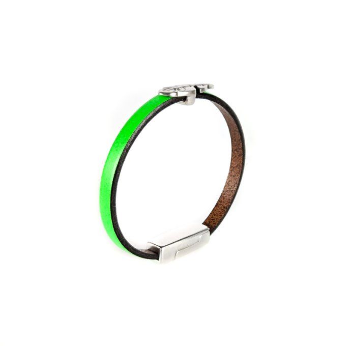Bracelet CréaCuir Kids vert fluo